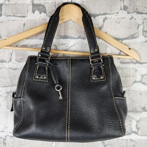 Fossil Blackburn Black Pebble Leather Shoulder  Bag Purse 2 Handle